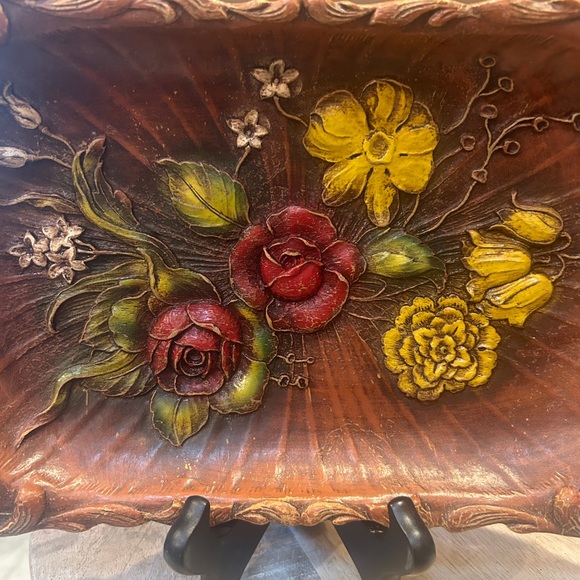 VINTAGE-RARE 1940s MULTI PRODUCTS SYROCO STYLE TRAY CARVED DESIGN ON BOTH SIDES - Picture 2 of 9